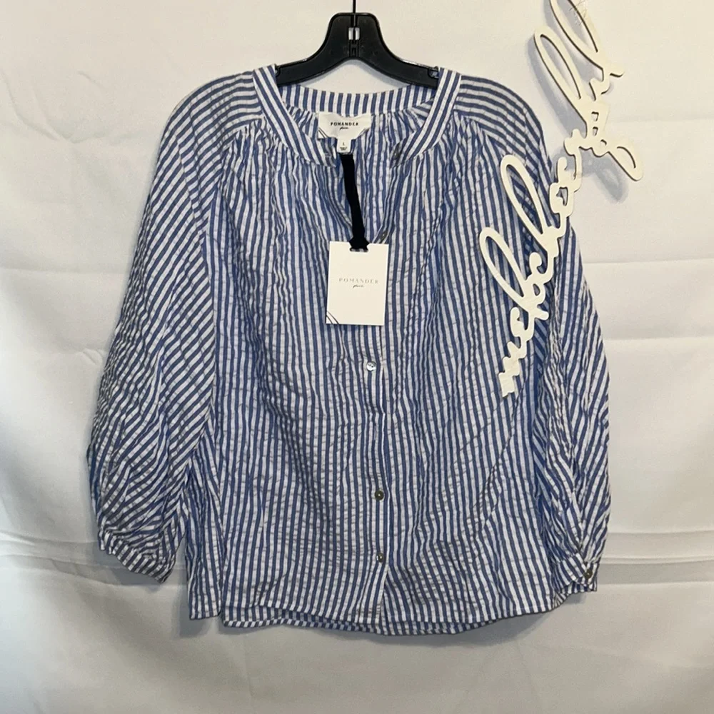 POMANDER PLACE

Blue and White Stripe Seersucker Tallie Top - Picture 6 of 12